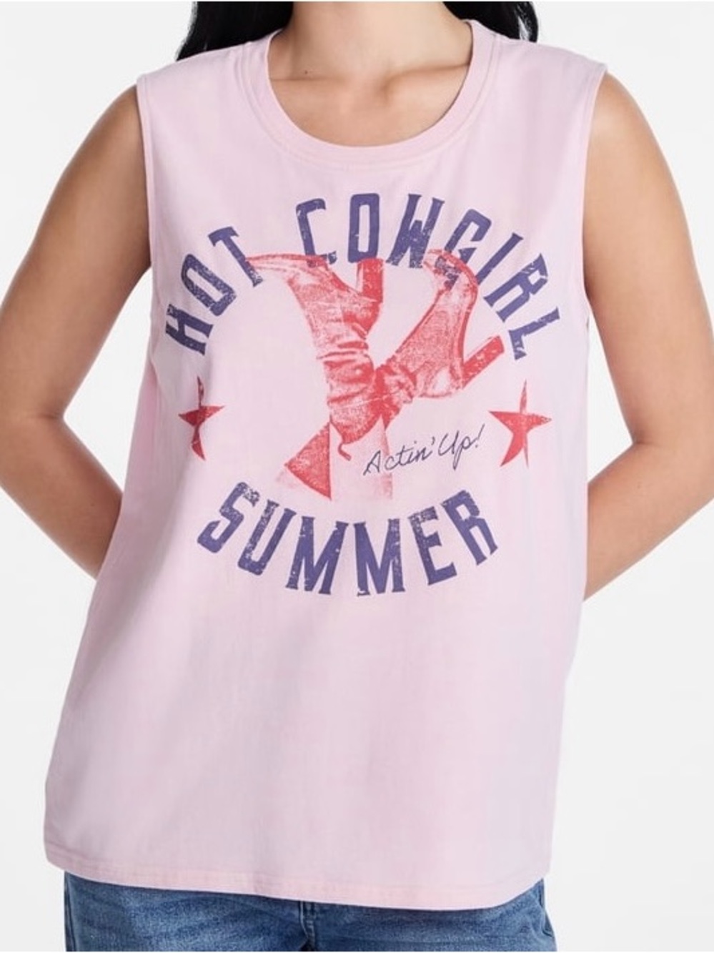 Americana Women's Hot Cowgirl Summer Graphic Muscle Tank Top Summer big size XXL
